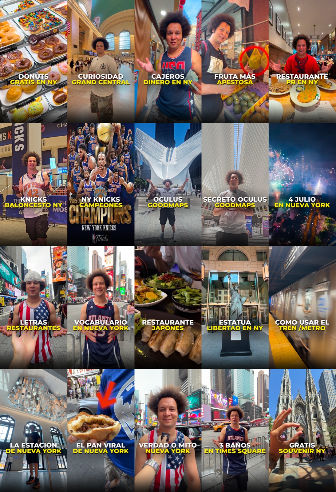 Mosaico de vídeos de Wilson sobre Nueva York en sus redes sociales